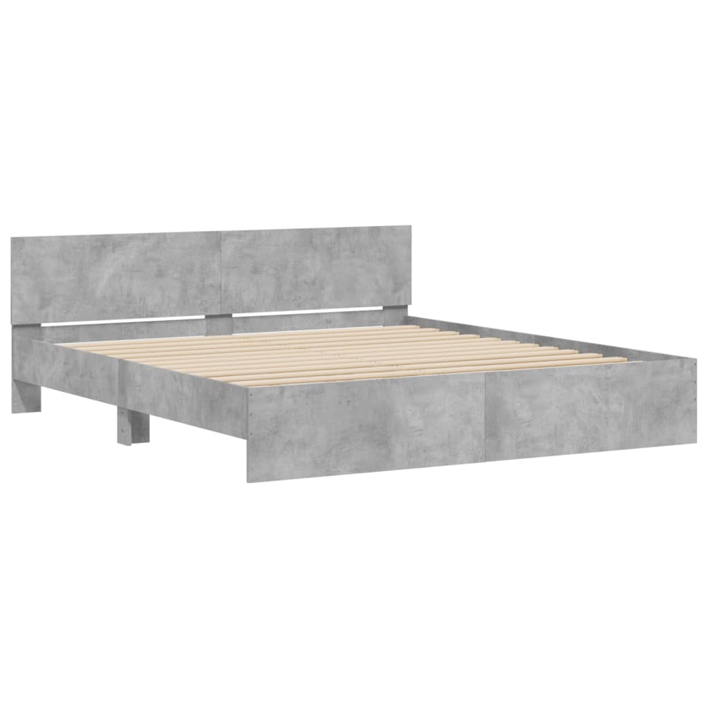 vidaXL Bed Frame with LED without Mattress Concrete Grey 180x200 cm Super King 6