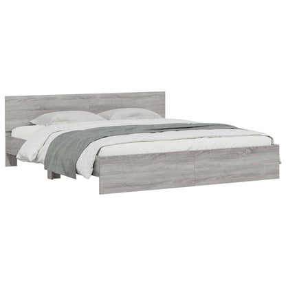 vidaXL Bed Frame with LED without Mattress Grey Sonoma 180x200 cm Super King 3