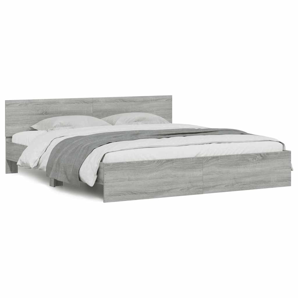 vidaXL Bed Frame with LED without Mattress Grey Sonoma 180x200 cm Super King 5
