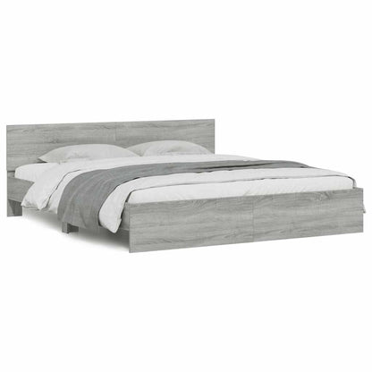 vidaXL Bed Frame with LED without Mattress Grey Sonoma 180x200 cm Super King 5