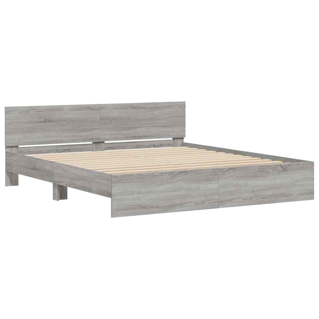 vidaXL Bed Frame with LED without Mattress Grey Sonoma 180x200 cm Super King 6