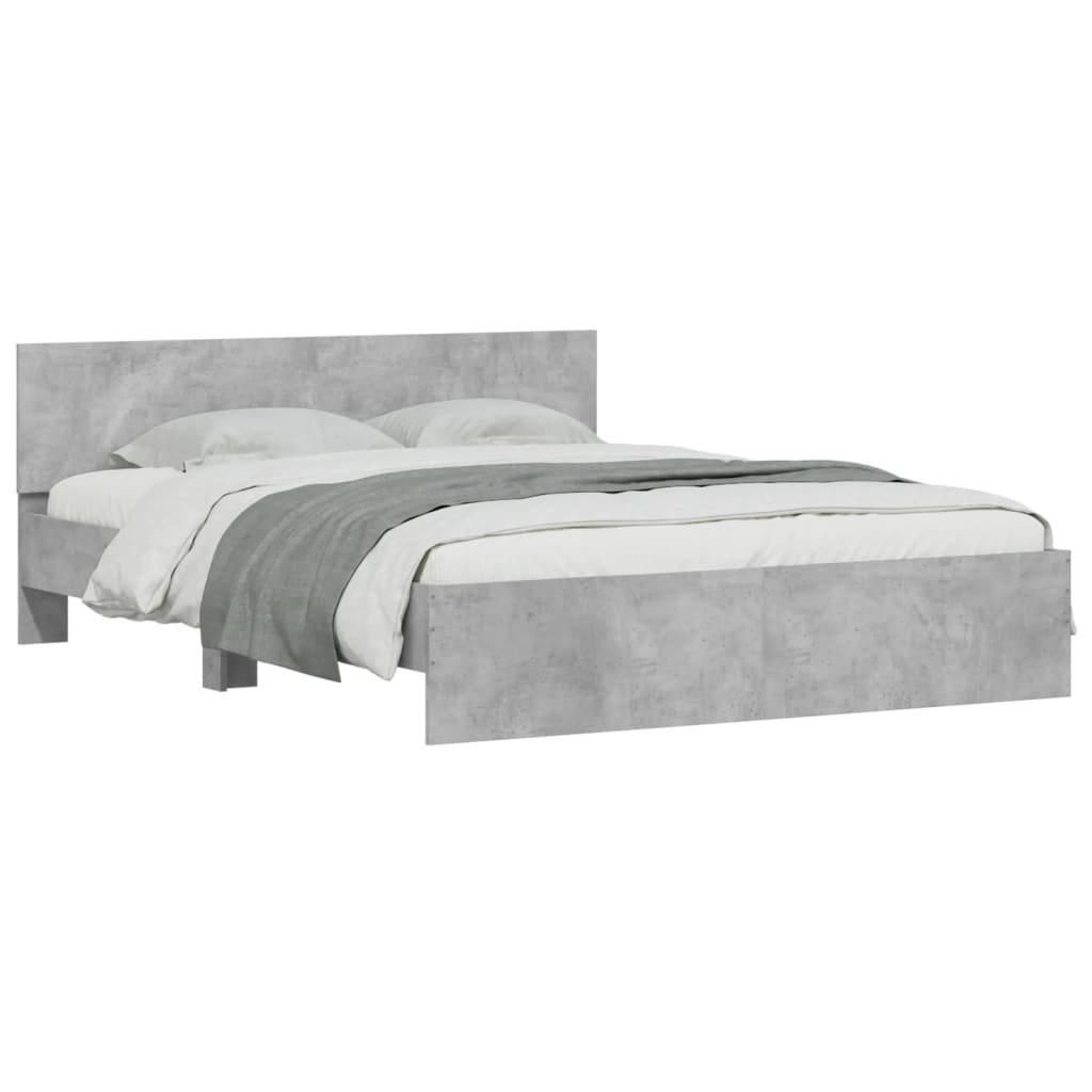 vidaXL Bed Frame with LED without Mattress Concrete Grey 160x200 cm 3