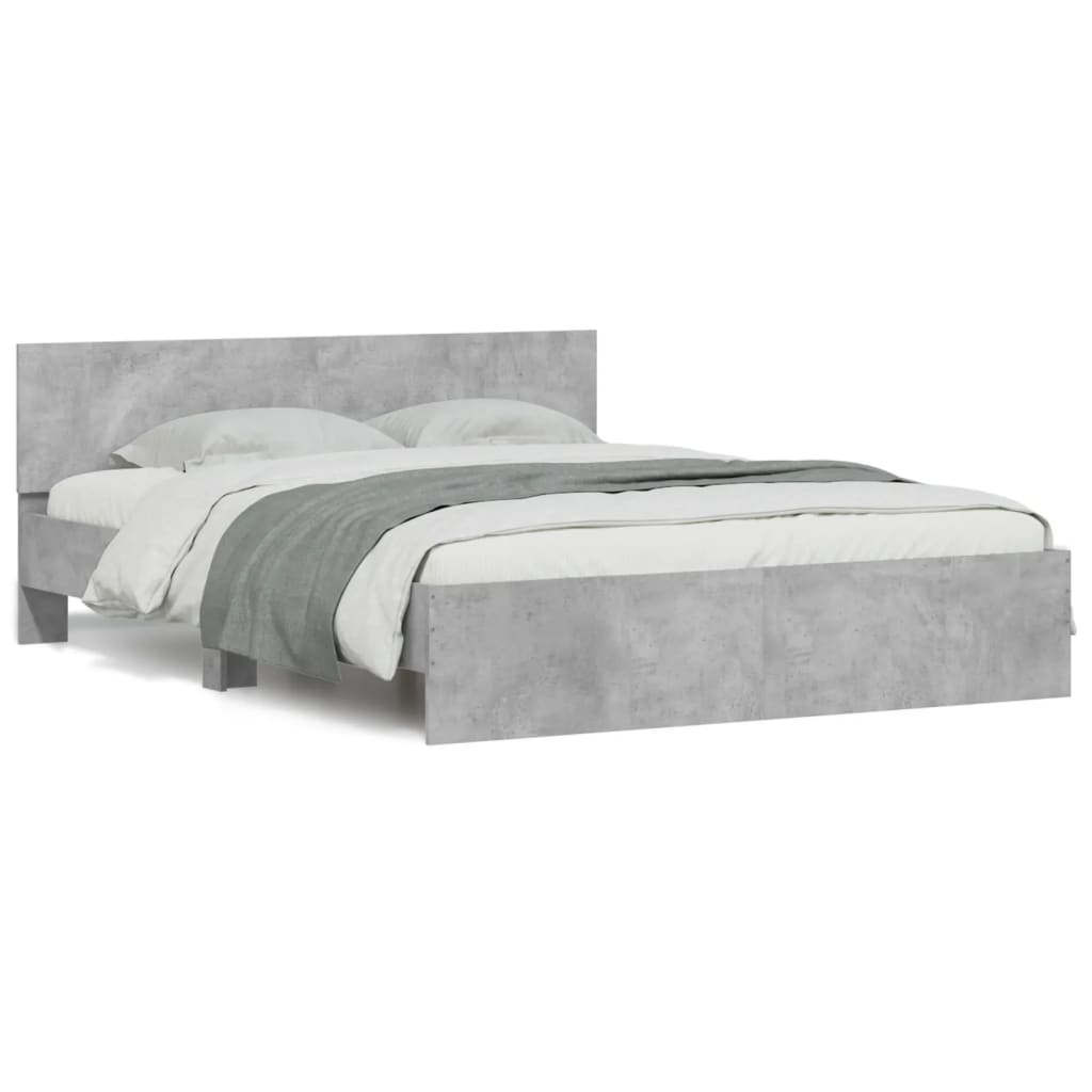 vidaXL Bed Frame with LED without Mattress Concrete Grey 160x200 cm 5