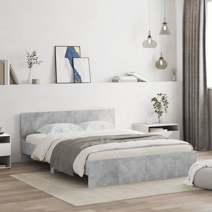 vidaXL Bed Frame with LED without Mattress Concrete Grey 160x200 cm 1