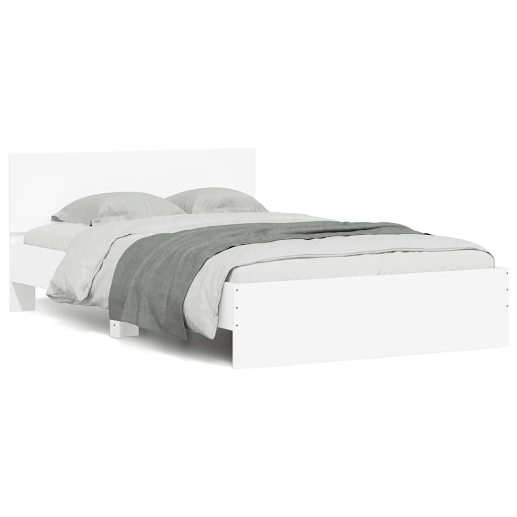 Bed Frame with Headboard and LED 140x200 cm White