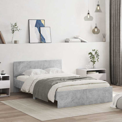 vidaXL Bed Frame with Headboard and LED Concrete Grey 140x200 cm 4