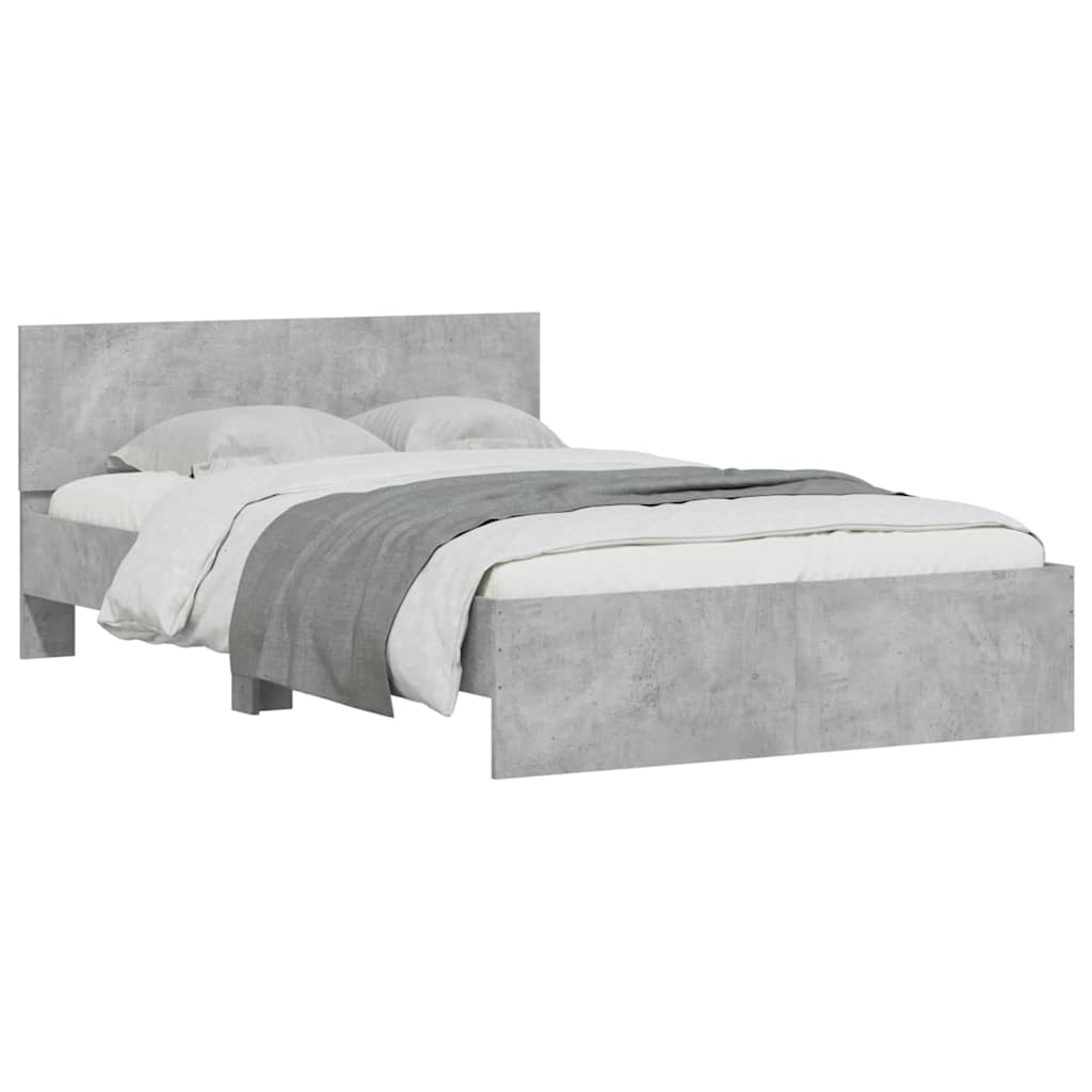 vidaXL Bed Frame with Headboard and LED Concrete Grey 140x200 cm 5