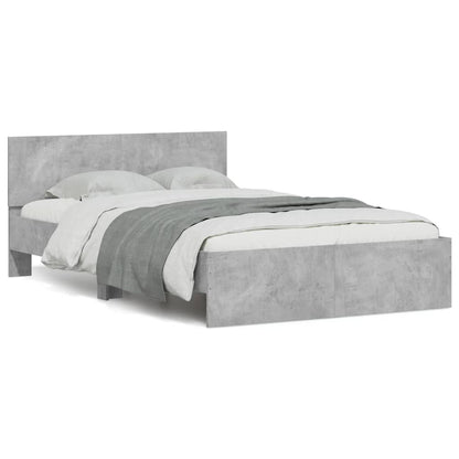 Bed Frame with Headboard and LED 140x200 cm Concrete grey