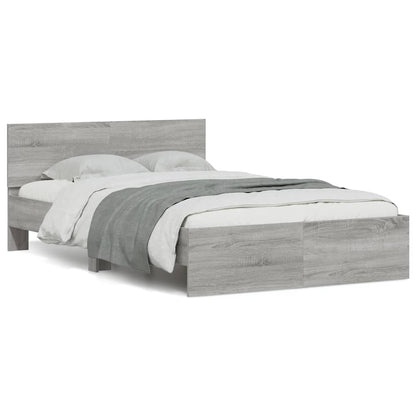 Bed Frame with Headboard and LED 140x200 cm Grey sonoma