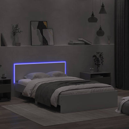 vidaXL Bed Frame with Headboard and LED White 120x200 cm 3