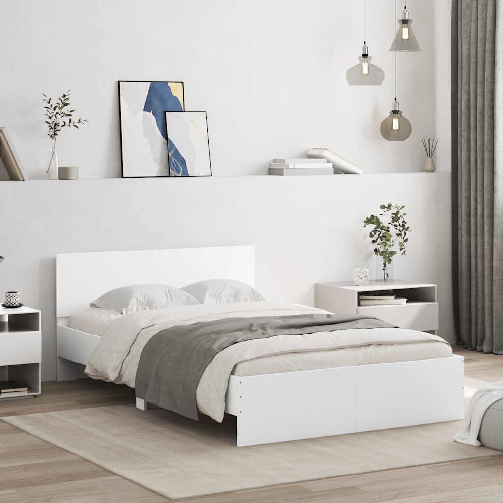 vidaXL Bed Frame with Headboard and LED White 120x200 cm 4