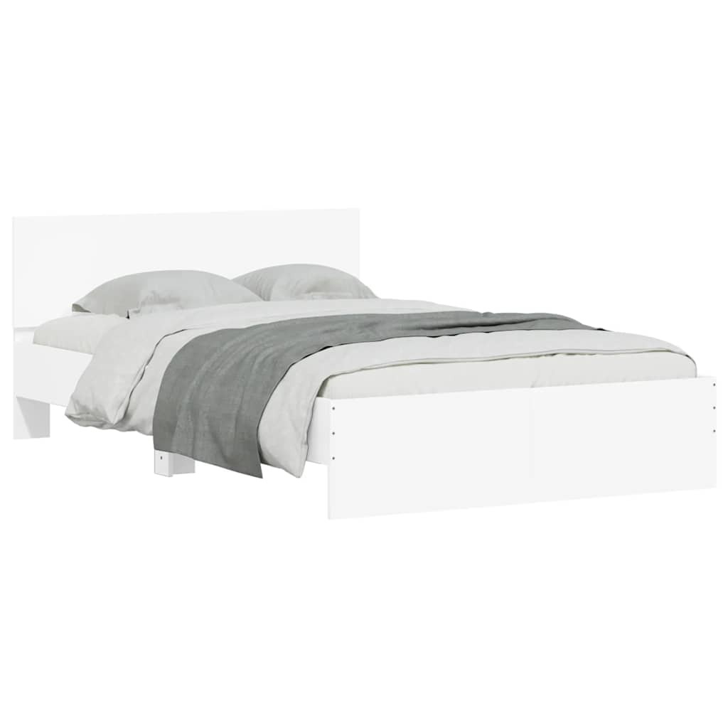 Bed Frame with Headboard and LED 120x200 cm White