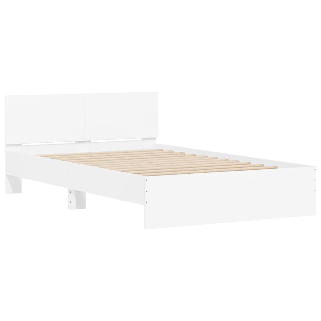 vidaXL Bed Frame with Headboard and LED White 120x200 cm 6