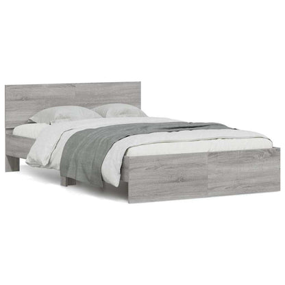 Bed Frame with Headboard and LED 120x200 cm Grey sonoma