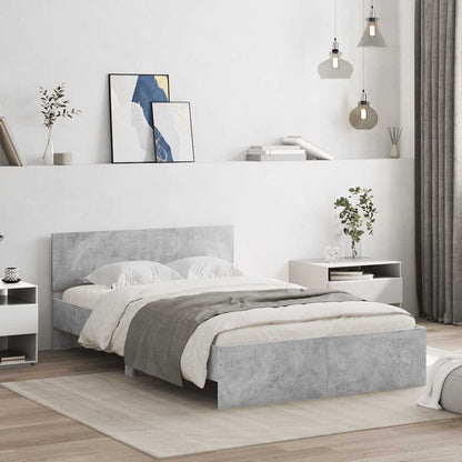 Bed Frame with Headboard and LED 120x190 cm Concrete grey