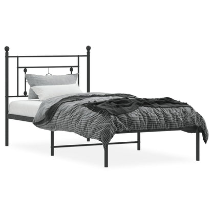 Metal Bed Frame without Mattress with Headboard Black 90 cm 190 cm