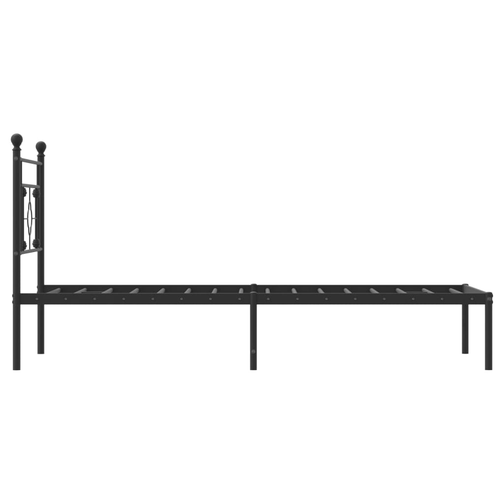 Metal Bed Frame without Mattress with Headboard Black 90 cm 190 cm