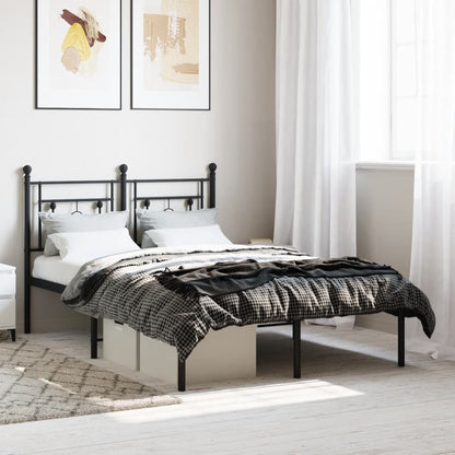 Metal Bed Frame without Mattress with Headboard Black 120 cm 200 cm
