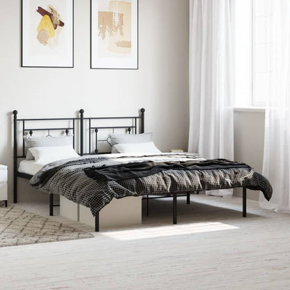 Metal Bed Frame without Mattress with Headboard Black 160 cm 200 cm