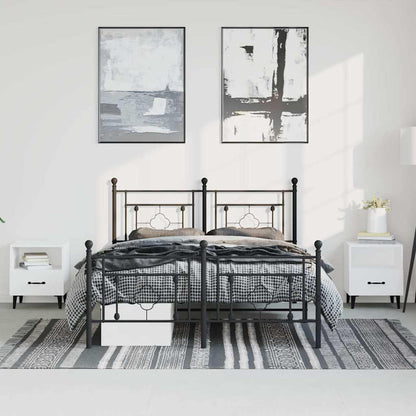 Metal Bed Frame without Mattress with Footboard with Headboard & Footboard Black 193 cm 203 cm