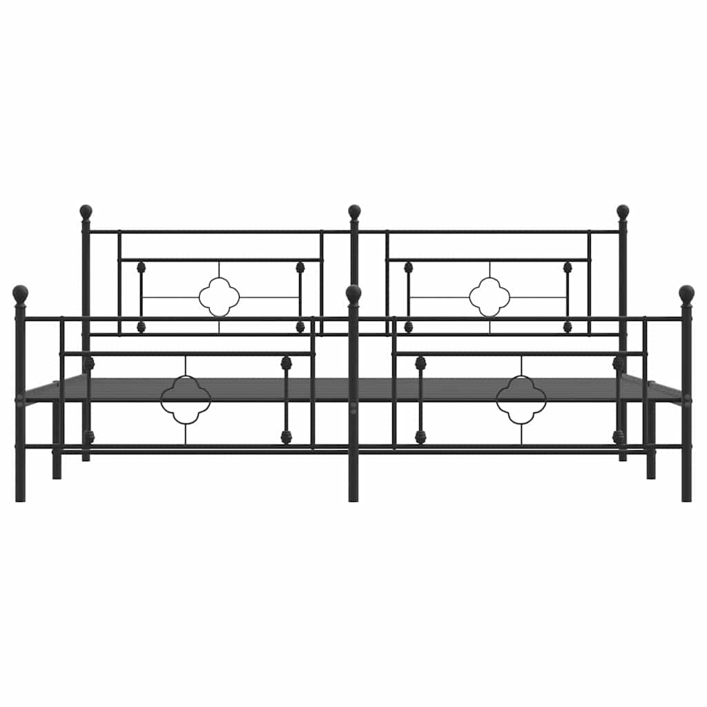 Metal Bed Frame without Mattress with Footboard with Headboard & Footboard Black 193 cm 203 cm