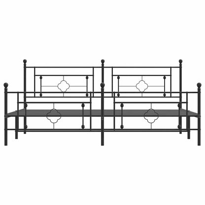 Metal Bed Frame without Mattress with Footboard with Headboard & Footboard Black 193 cm 203 cm