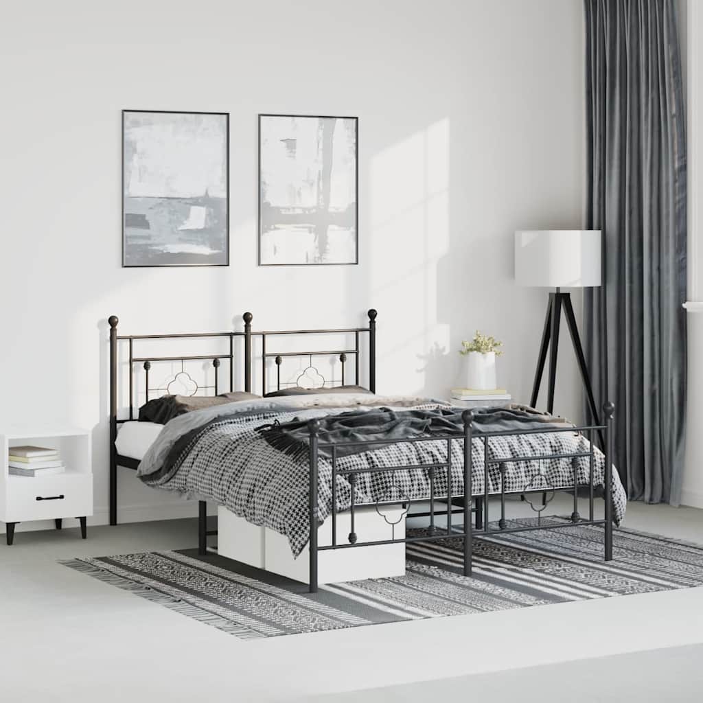 Metal Bed Frame without Mattress with Footboard with Headboard & Footboard Black 193 cm 203 cm
