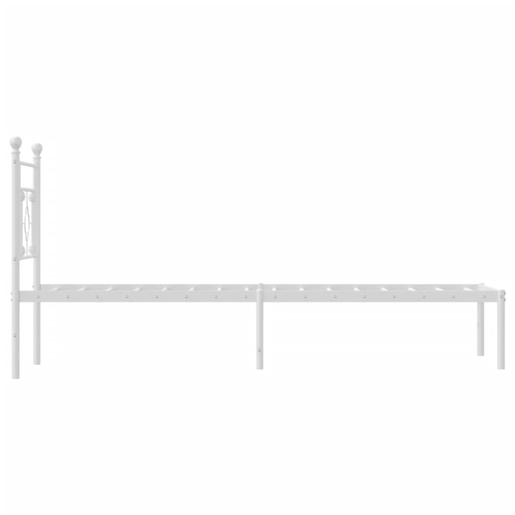 Metal Bed Frame without Mattress with Headboard White 75 cm 190 cm