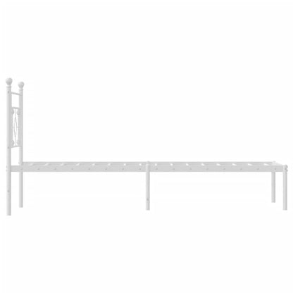 Metal Bed Frame without Mattress with Headboard White 75 cm 190 cm