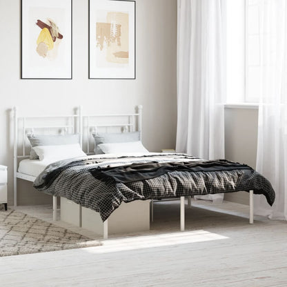 Metal Bed Frame without Mattress with Headboard White 140 cm 190 cm