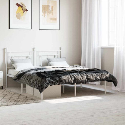 Metal Bed Frame without Mattress with Headboard White 160 cm 200 cm