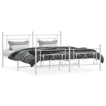 Metal Bed Frame without Mattress with Footboard with Headboard & Footboard White 183 cm 213 cm