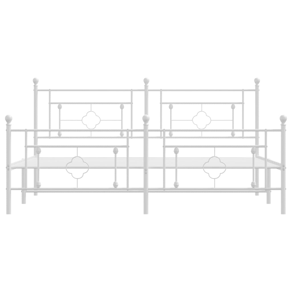 Metal Bed Frame without Mattress with Footboard with Headboard & Footboard White 183 cm 213 cm