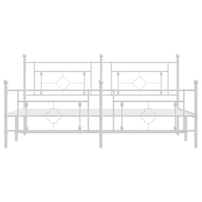 Metal Bed Frame without Mattress with Footboard with Headboard & Footboard White 183 cm 213 cm