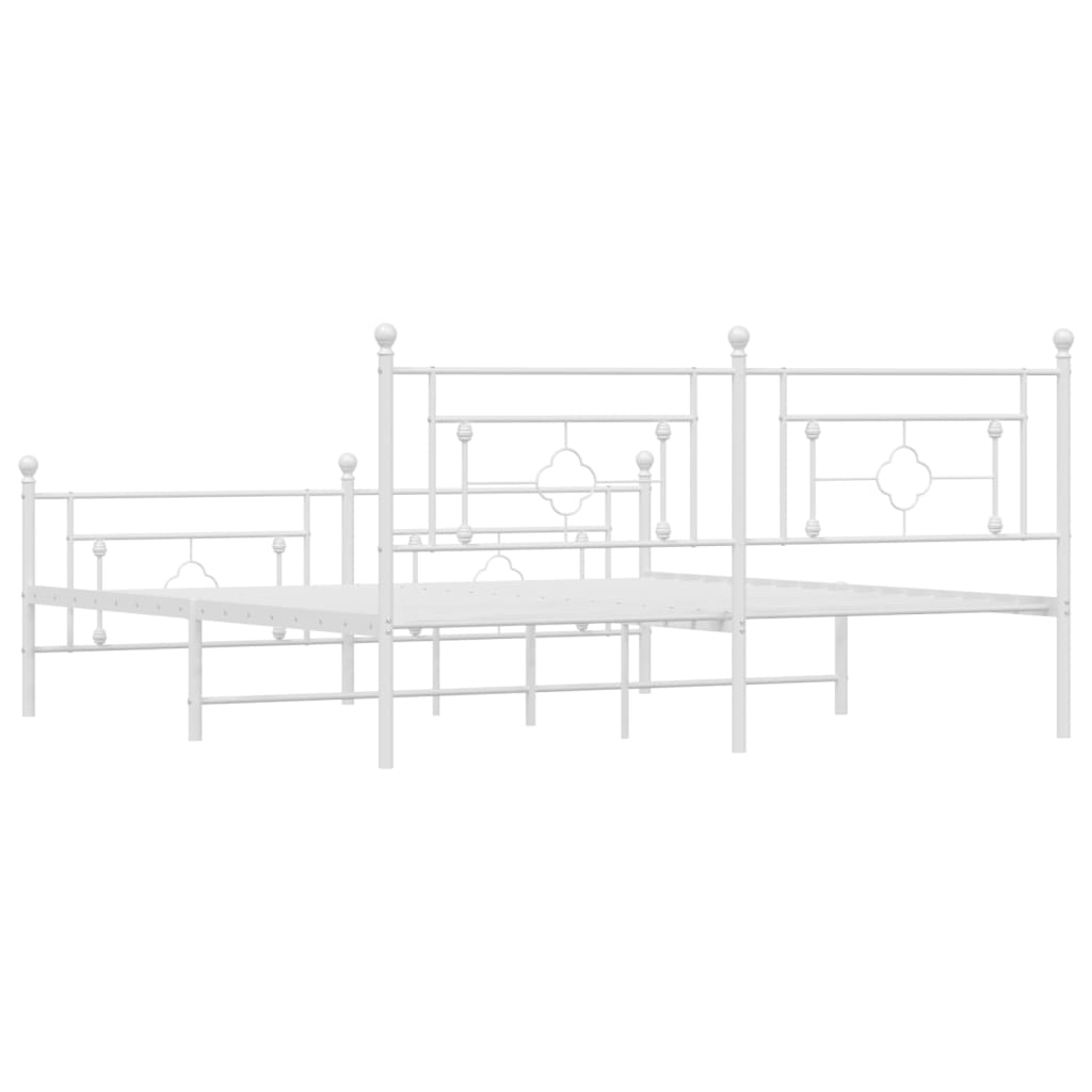 Metal Bed Frame without Mattress with Footboard with Headboard & Footboard White 183 cm 213 cm