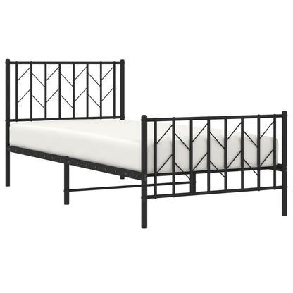 Metal Bed Frame without Mattress with Footboard with Headboard & Footboard Black 90 cm 200 cm