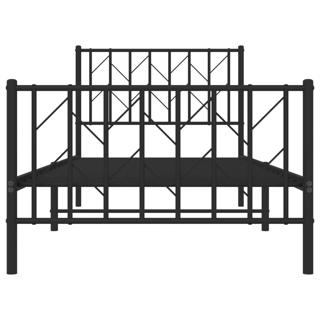 Metal Bed Frame without Mattress with Footboard with Headboard & Footboard Black 90 cm 200 cm