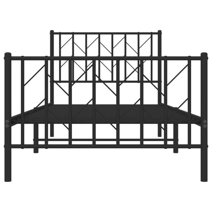 Metal Bed Frame without Mattress with Footboard with Headboard & Footboard Black 90 cm 200 cm