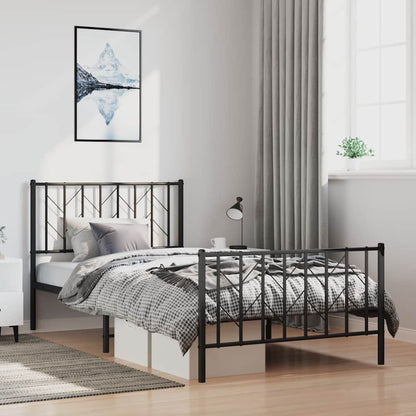 Metal Bed Frame without Mattress with Footboard with Headboard & Footboard Black 100 cm 200 cm