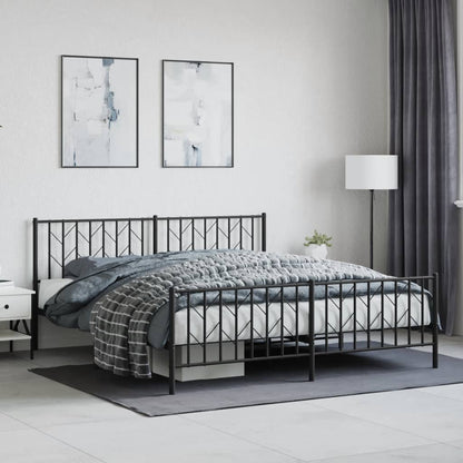 Metal Bed Frame without Mattress with Footboard with Headboard & Footboard Black 183 cm 213 cm
