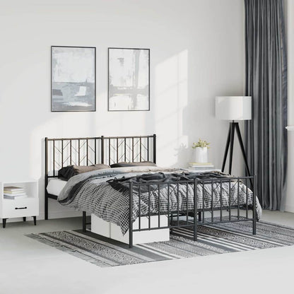 Metal Bed Frame without Mattress with Footboard with Headboard & Footboard Black 193 cm 203 cm