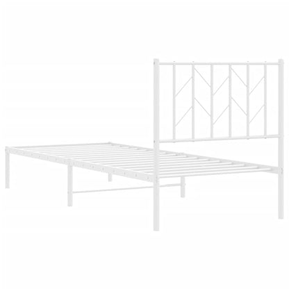 Metal Bed Frame without Mattress with Headboard White 80 cm 200 cm