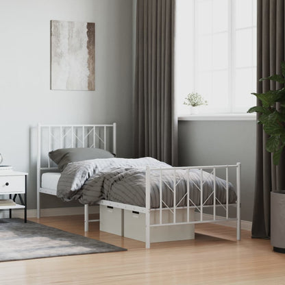 Metal Bed Frame without Mattress with Footboard with Headboard & Footboard White 80 cm 200 cm
