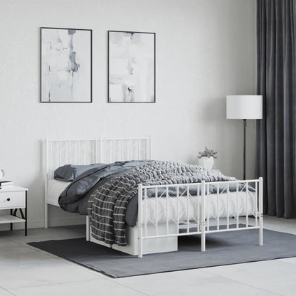 Metal Bed Frame without Mattress with Footboard with Headboard & Footboard White 120 cm 200 cm