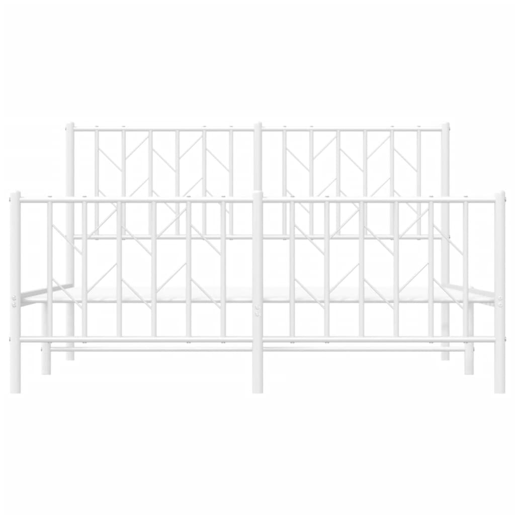 Metal Bed Frame without Mattress with Footboard with Headboard & Footboard White 140 cm 190 cm