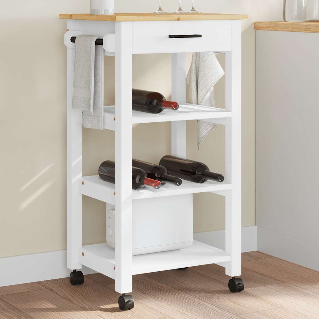 Kitchen Trolley MONZA Solid Pine Wood White 48 x 40 x 88.5 cm