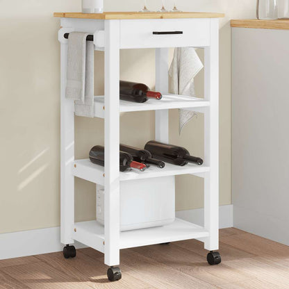 Kitchen Trolley MONZA Solid Pine Wood White 48 x 40 x 88.5 cm