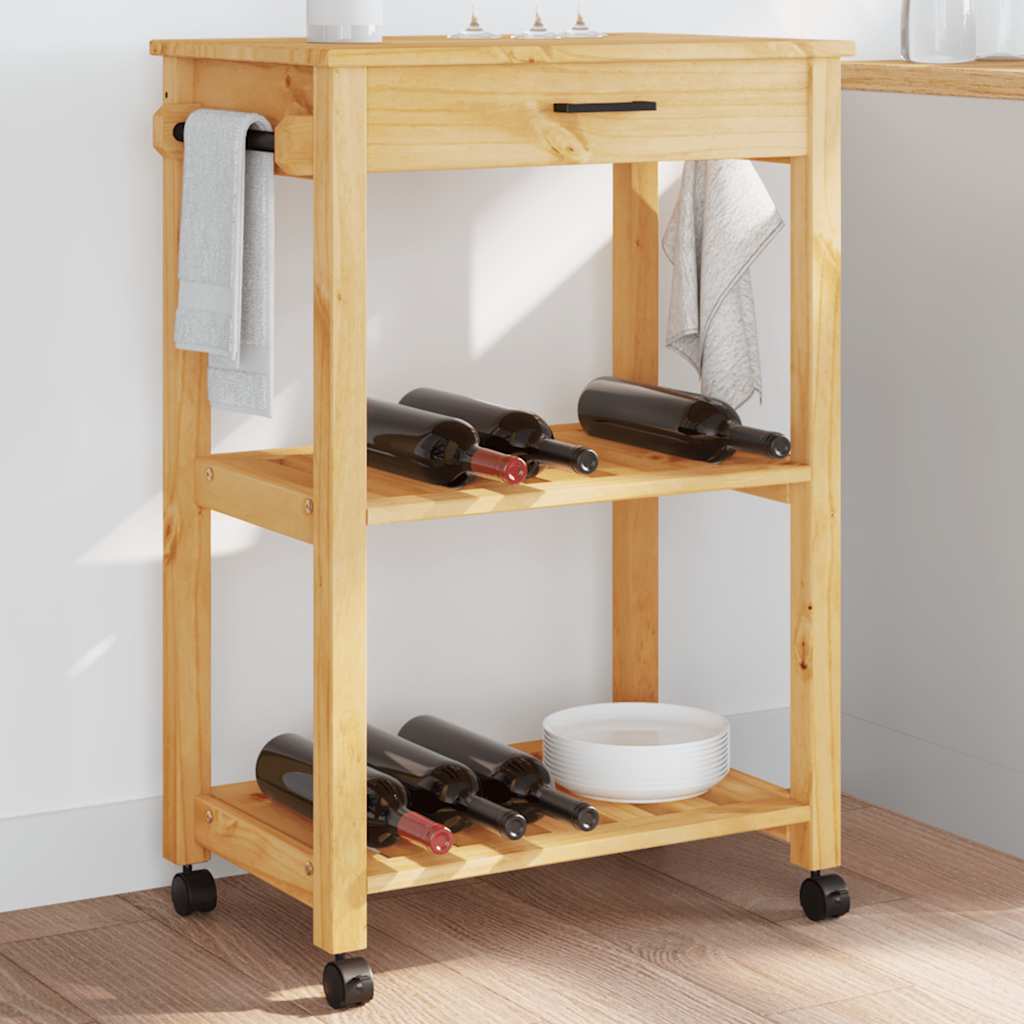 Kitchen Trolley MONZA Solid Pine Wood Brown 60 x 40 x 88.5 cm