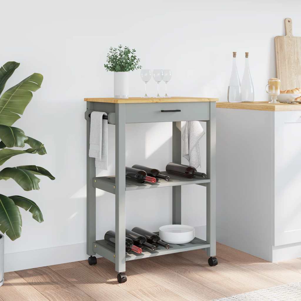 Kitchen Trolley MONZA Solid Pine Wood Grey 60 x 40 x 88.5 cm