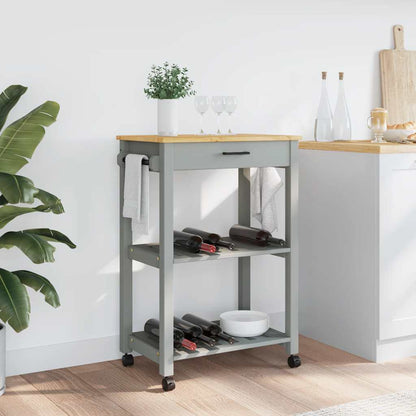 Kitchen Trolley MONZA Solid Pine Wood Grey 60 x 40 x 88.5 cm